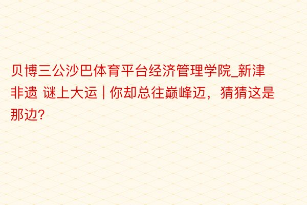 贝博三公沙巴体育平台经济管理学院_新津非遗 谜上大运 | 你却总往巅峰迈，猜猜这是那边？