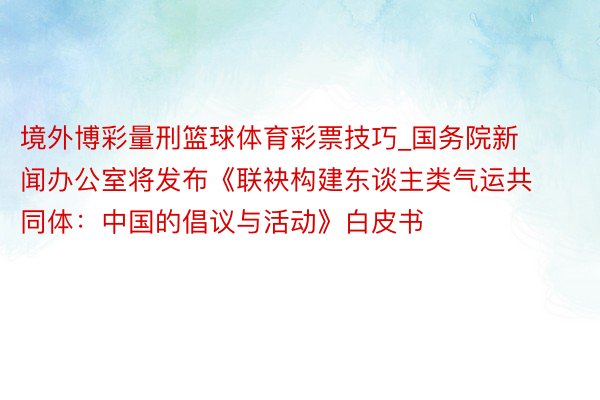 境外博彩量刑篮球体育彩票技巧_国务院新闻办公室将发布《联袂构建东谈主类气运共同体:中国的倡议与活动》白皮书